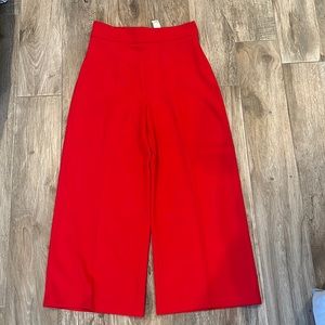 Red wide leg trousers